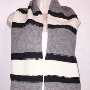 DANIEL CREMIEUX Black Stripe Wool/Cashmere Scarf